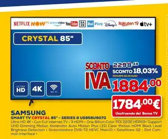 Euronics Smart tv led samsung 85'' offerta