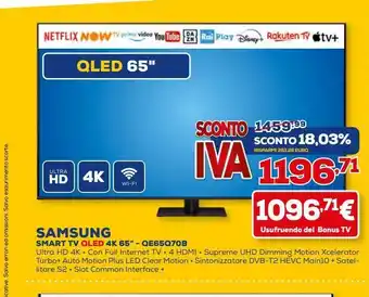 Euronics Smart tv qled samsung 4k 55'' offerta