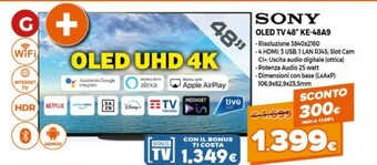 Sony KE-48A9 - TV OLED 48 Pollici, Android Tv 4K HDR Ultra HD Con Processore X1 Ultimate E Acoustic Surface Audio (modello 20