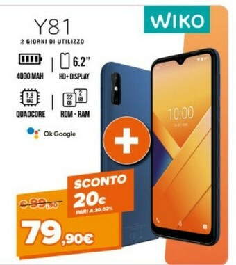 Expert Wiko Y81 15,8 Cm (6.2") 2 GB 32 GB Doppia SIM 4G Micro-USB Blu Android 10.0 4000 MAh offerta