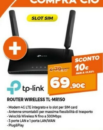 Expert TP-LINK Router Wireless TL-MR150 4G offerta