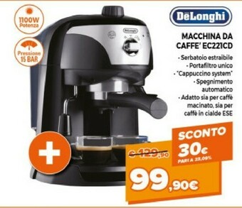 Expert DeLonghi Macchina Da Caffe EC221CD offerta