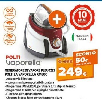 Expert Polti La Vaporella XM80C 2350 W 1,5 L Alluminio Rosso, Bianco offerta