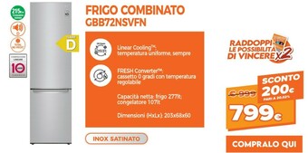 Expert LG GBB72NSVFN Frigorifero Con Congelatore Libera Installazione 384 L D Acciaio Inossidabile offerta