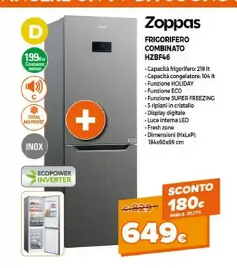 Expert Zoppas Frigorifero Combinato Hzbf46 offerta