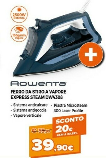 Expert Rowenta Ferro Da Stiro A Vapore Express Steam DW4308 offerta