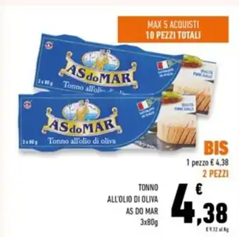 Paghi Poco As Do Mar Tonno All'Olio Di Oliva 3 x 80g 2 pezzi offerta