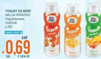 MD Discount Malga Paradiso Yogurt Da Bere Fragola/Banana/Multifrutti offerta