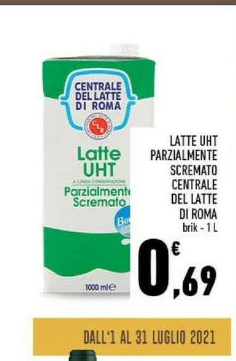 Conad Centrale del latte di roma Latte Parzialmente Scremato 1000 G(ml) offerta