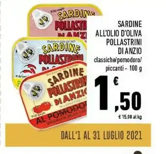 Conad Pollastrini di anzio Sardine All'olio Di Oliva Classiche offerta