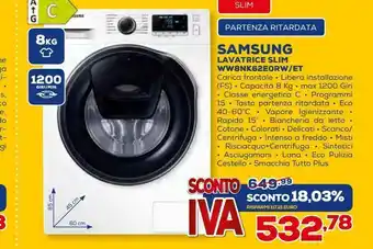 Euronics Samsung lavatrice slim offerta