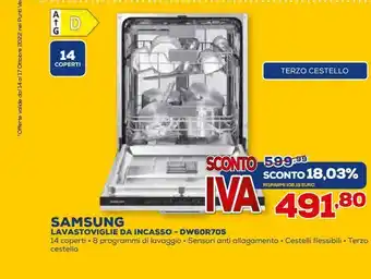 Euronics Lavastoviglie da incasso samsung offerta