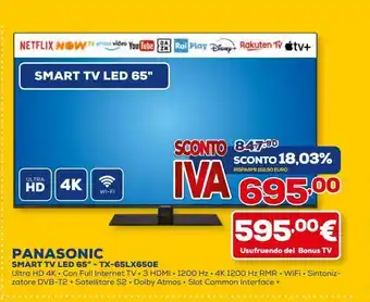 Euronics Panasonic smart tv led 65'' offerta