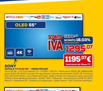 Euronics Google tv oled 55'' sony offerta