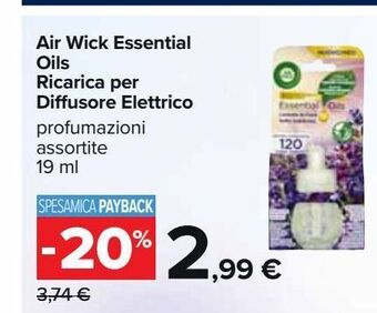Carrefour Iper Air wick essential oils ricarica per diffusore elettrico offerta