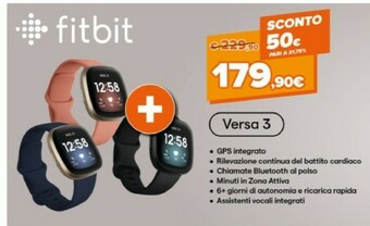 Expert Fitbit Versa 3 AMOLED Nero GPS (satellitare) offerta