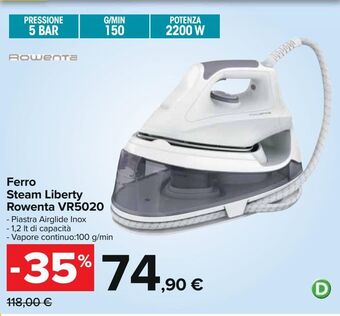 Carrefour Iper Ferro steam liberty rowenta vr5020 offerta