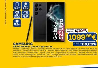 Euronics Samsung smartphone galaxy s22 ultra offerta