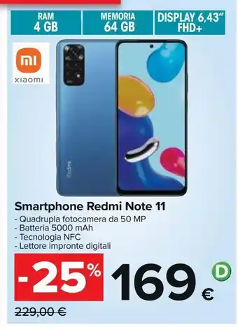 Carrefour Iper Smartphone redmi note 11 offerta