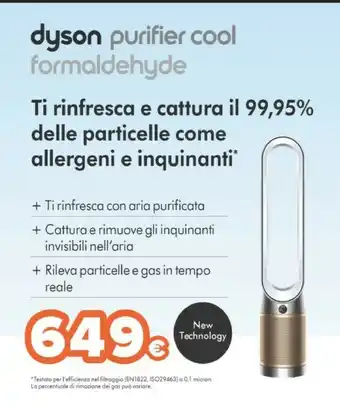 Expert Dyson Purifier Cool Formaldehyde Purificatore 61,5 DB 40 W Oro, Bianco offerta