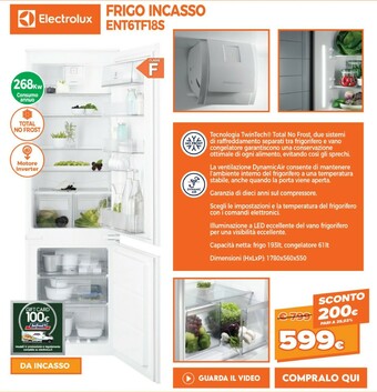 Electrolux Frigo Incasso Ent6tf18s