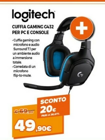 Expert Logitech G G432 Cuffia Padiglione Auricolare Nero, Blu offerta