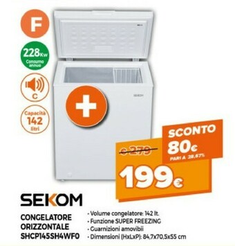 Expert Sekom Congelatore SHCP145SH4WFO offerta