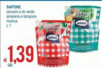 Milmil Sapone Zenzero E Te Verde Amarena E Lampone Ricarica