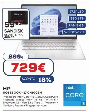 Euronics Notebook 17-cn1002n offerta