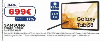 Euronics Tablet tab s8 11" sm-x700nzabeue g offerta