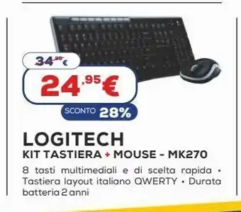 Euronics Kit tastiera + mouse mk270 offerta