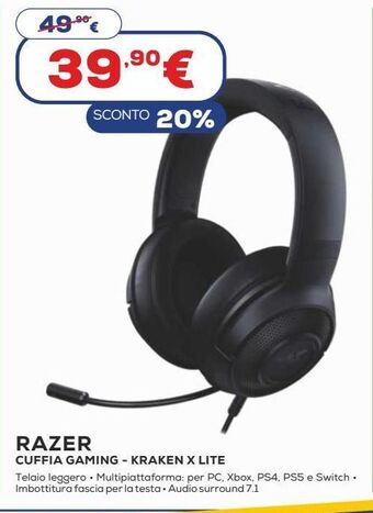 Euronics Razer cuffia gaming - kraken x lite offerta