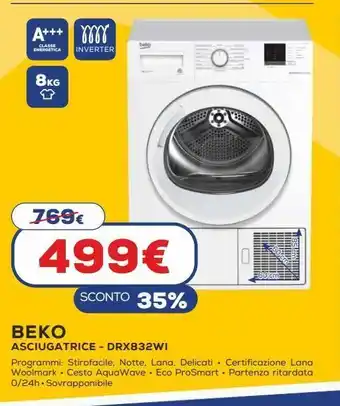 Euronics Asciugatrice drx832wi offerta
