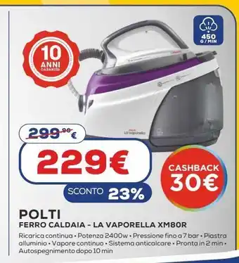 Euronics Ferro caldaia la vaporella xm80r offerta