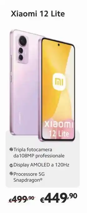 Euronics Smartphone xiaomi 12 8+128 lite pink offerta