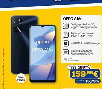 Euronics Oppo a16s offerta