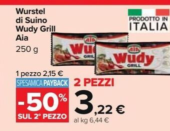 Carrefour Iper Wurstel di suino wudy grill aia offerta