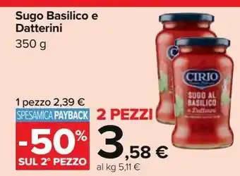 Carrefour Iper Sugo basilico e datterini offerta