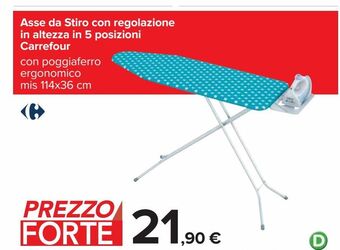 Carrefour Iper Asse da stiro con regolazione in altezza in 5 posizioni carrefour offerta