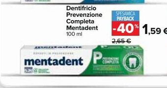 Carrefour Iper Dentifricio prevenzione completa mentadent offerta