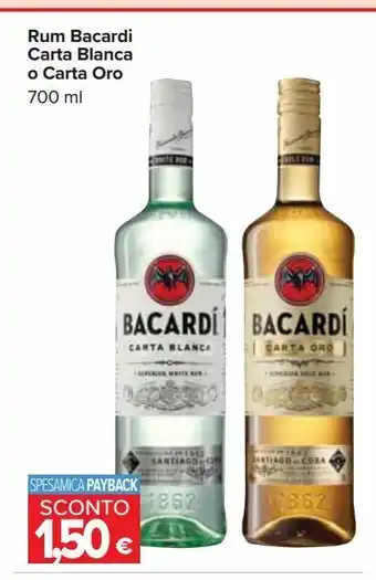 Carrefour Market Rum bacardi carta blanca o carta oro offerta