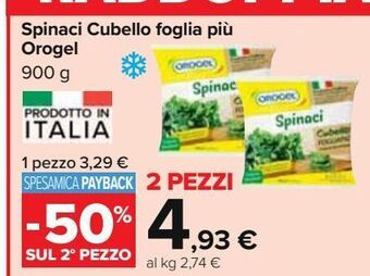 Carrefour Iper Spinaci cubello foglia più orogel offerta