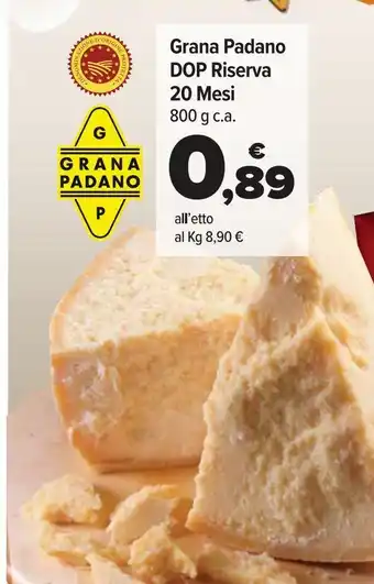 Carrefour Market Grana padano dop riserva 20 mesi offerta