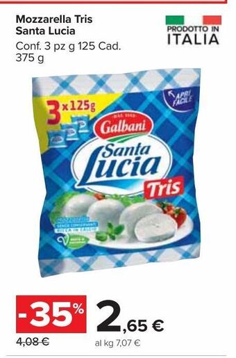 Carrefour Market Mozzarella tris santa lucia offerta