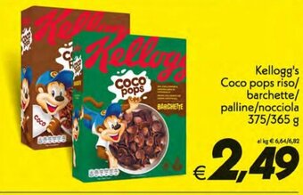 Iper Super Conveniente Kellogg's Coco pops riso/barchette/palline/nocciola 375/365 g offerta