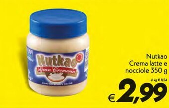 Iper Super Conveniente Nutkao Crema latte e nocciole 350 g offerta