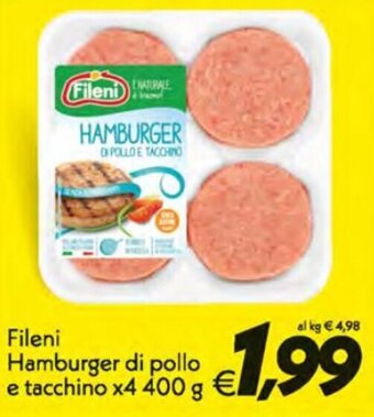 Iper Super Conveniente Fileni Hamburger di pollo e tacchino x4 400 g offerta