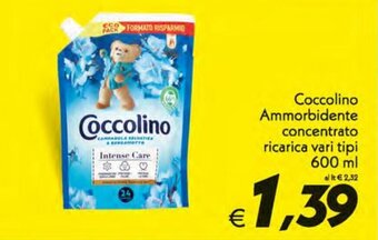 Iper Super Conveniente Coccolino Ammorbidente concentrato ricarica vari tipi 600 ml offerta