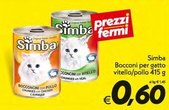 Iper Super Conveniente Simba Bocconi per gatto vitello/pollo 415 g offerta