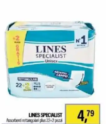 Lillapois Lines Specialist Assorbenti rettangolari plus 22+2 pezzi offerta